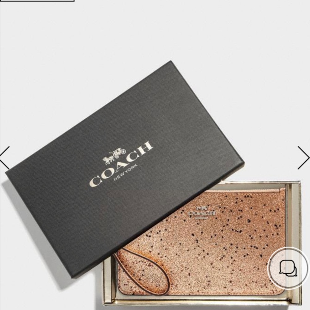 NIB COACH Boxed Small Wristlet With Star Glitter